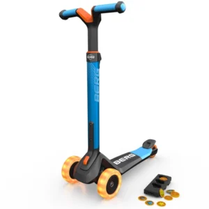 BERG NEXO Kinderroller 3-Rad klappbar mit LED-Licht Magnet-Add-On Deck höhenverstellbar ab 2 Jahren blau