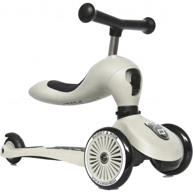 Scoot and Ride Highwaykick 1 2-in-1 Kinderroller Lauflern-Sitz ash